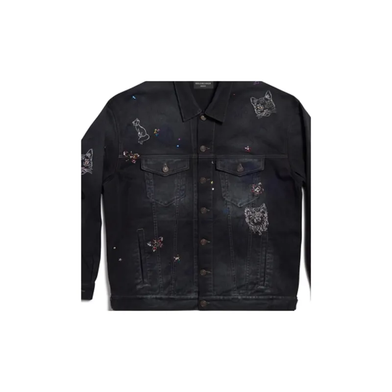 Balenciaga Denim Jackets Women's Black-5