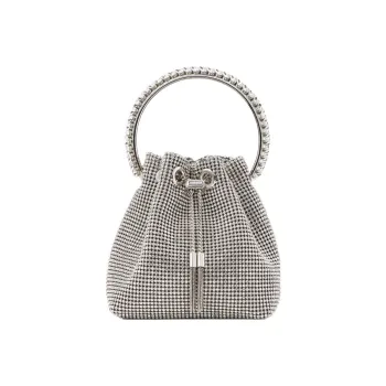 Jimmy Choo Satin Bucket Bag, Shoulder Bag, Crossbody Bag, Handbag Regular Women's Silver