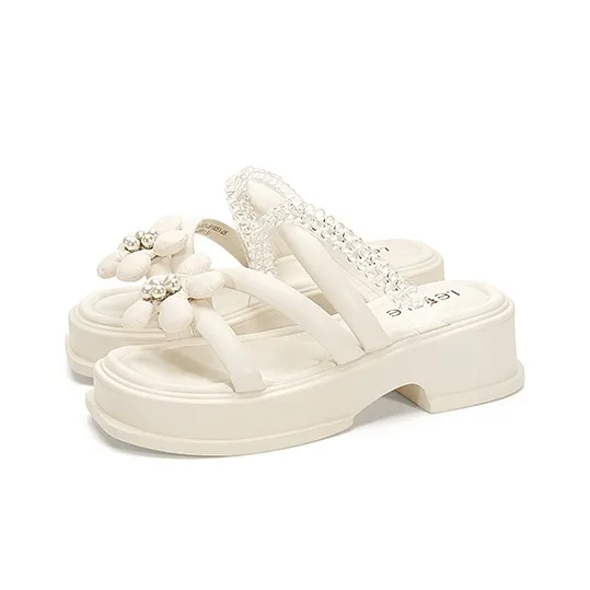 LESELE Slide Slippers Women's Beige/Pink-1