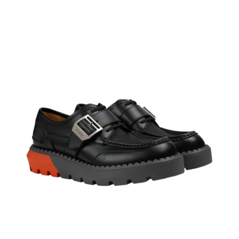 GUCCI Lace Up Shoe 'Buckle Black Orange'-1