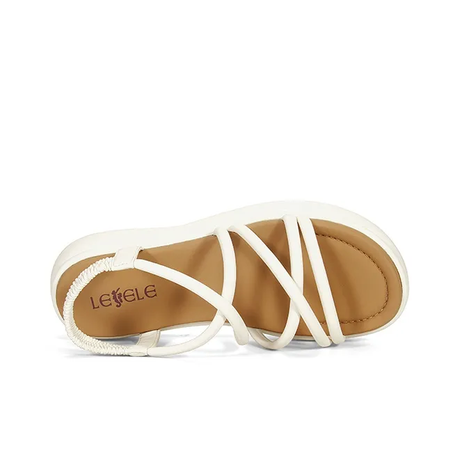 LESELE Beach Sandals Women's Black/Beige/Yellow-3