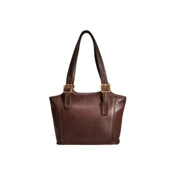 COACH Legacy Leather Tote Bag Shopping Bag Handbag Shoulder Bag Large Size Women's Coffee