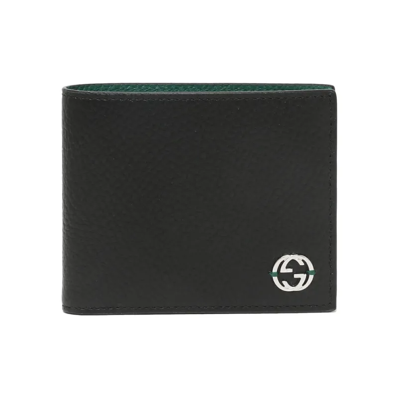 GUCCI Leather Wallet Regular Men's Black/Green-0