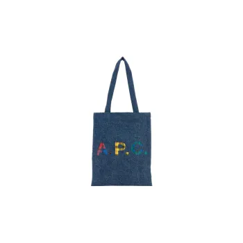 A.P.C Logo Printed Denim Shopping Bag