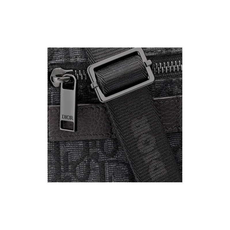 DIOR Oblique Print Grain Cow Leather Shoulder Bag, Crossbody Bag Mini Men's Black-5