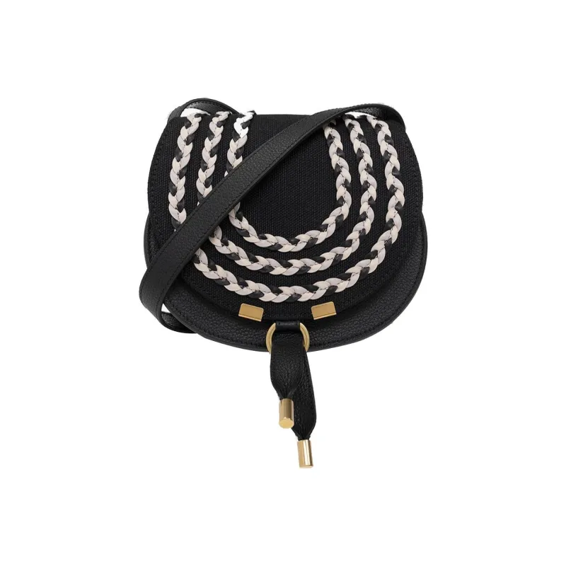 Chloe Marcie Calfskin Crossbody One Shoulder Small Size Women's Black-0
