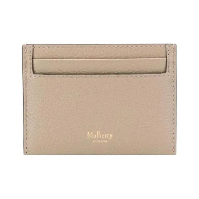 Mulberry Leather Card Clip Card Holder Men's Beige-0