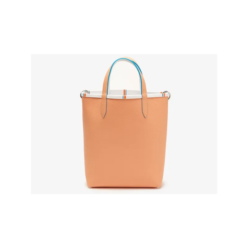 LACOSTE Grained PVC Tote Bag Shopping Bag Handbag Regular Women's White Orange-4