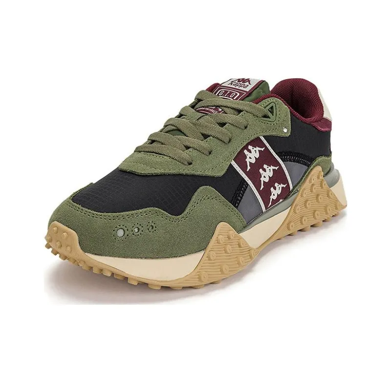 Kappa Cushioning Anti Slip Wear Resistant Breathability Low Top Casual Running Shoes Unisex Green Black-2