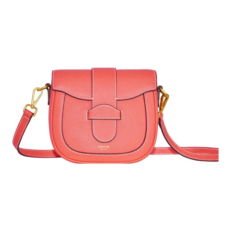 CAVANA Calfskin Saddle Bag Shoulder Bag Crossbody Bag Women's Dragon Shrimp Pink-0
