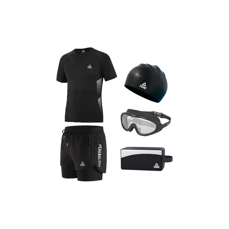 PEAK Swimming Sets Polyester Surfing Drifting Beach Vacation Men's Black-6