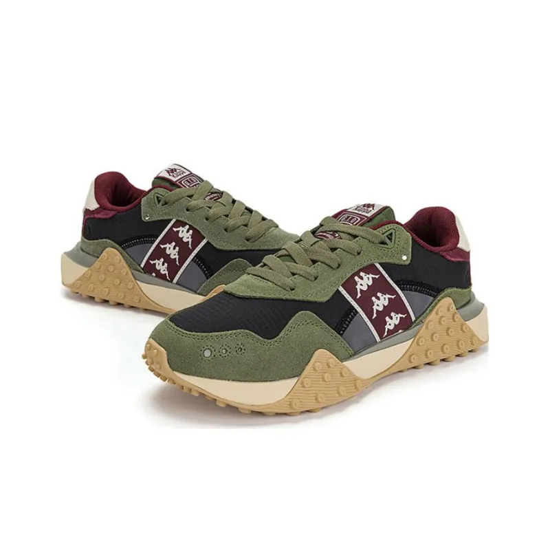 Kappa Cushioning Anti Slip Wear Resistant Breathability Low Top Casual Running Shoes Unisex Green Black-3
