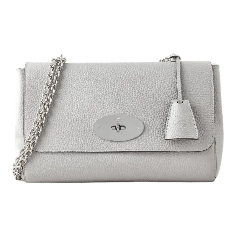 Mulberry Lily Coarse Grained Cow Leather Handbag Shoulder Bag Women's Gray-0