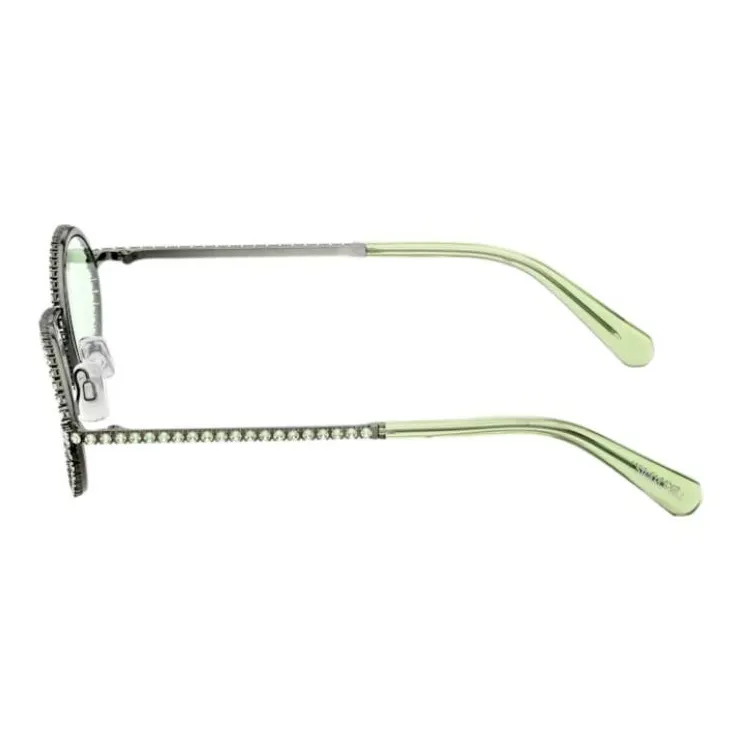 Swarovski Metal Faux Crystal Oval Sunglasses Women's Green-6