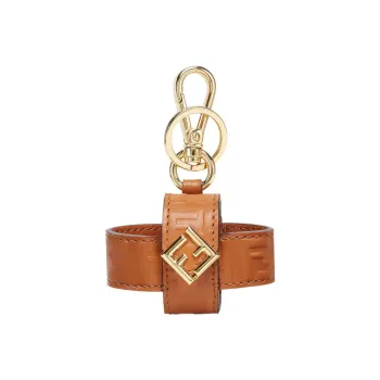 FENDI FF Diamonds Series Sheep Wool Blended With Calfskin AirPods Pro Pendant Bag Earphone Case Women's Brown