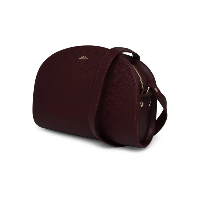 A.P.C Calfskin Shoulder Bag, Crossbody Bag Small Size Unisex Burgundy-1