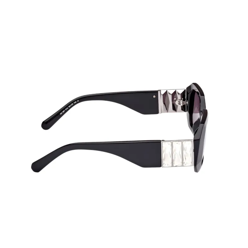 Swarovski Acetate Faux Crystal Irregular Shape Sunglasses Women's Black-2