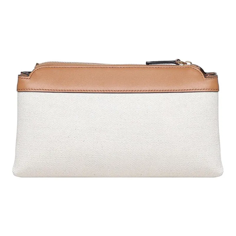 Valentino Vlogo Fabric Clutch Regular Women's Beige/Brown-2