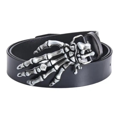 ALIEN BANG Individual Trendy Street Photography Niche Skull Hand Design Hip Hop Leather Belts Men's Width  3.8CM