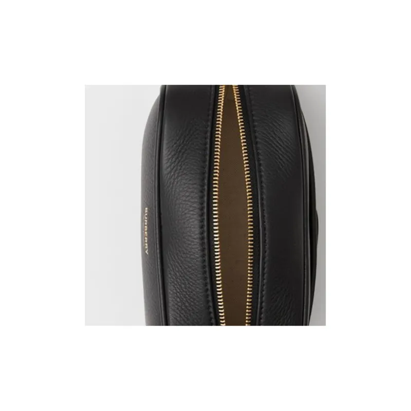 Burberry Grain Texture Leather Half Cube Bag Bowling Bag One Shoulder Crossbody Clutch Regular Men's Black-4