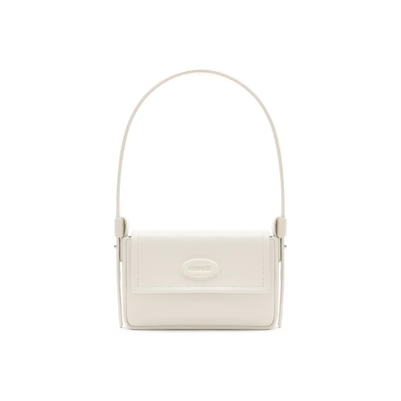 MUVA Cow Leather Shoulder Bag Medium Size Women's Milkshake White/Party Red/Moonrock Silver-1