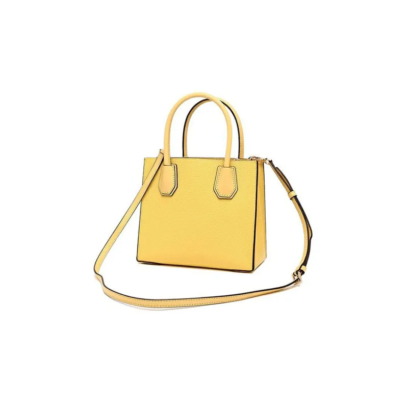 MICHAEL KORS Mercer Leather Tote Bag, Shopping Bag, Shoulder Bag, Crossbody Bag, Handbag Regular Women's Yellow-3