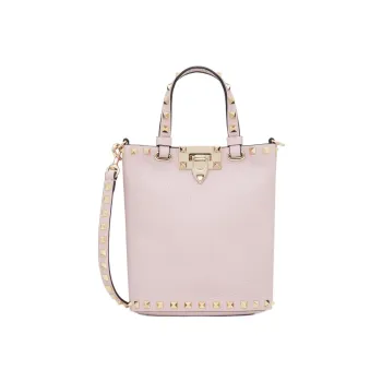 Valentino Rockstud Calfskin Bucket Bag Shoulder Bags Handbags Mini Women's Pink
