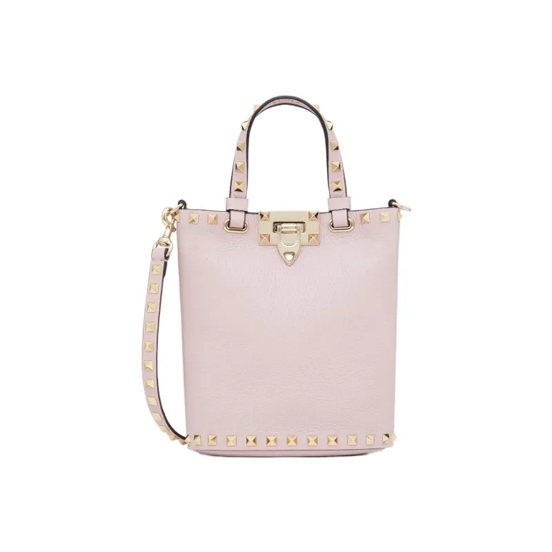 Valentino Rockstud Calfskin Bucket Bag Shoulder Bags Handbags Mini Women's Pink-0