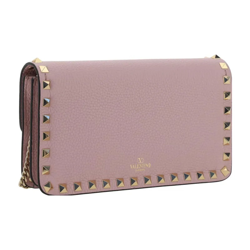 Valentino Rockstud Grained Calfskin Messenger Bag Shoulder Bag Crossbody Bag Clutches Women's Water Lilac-2