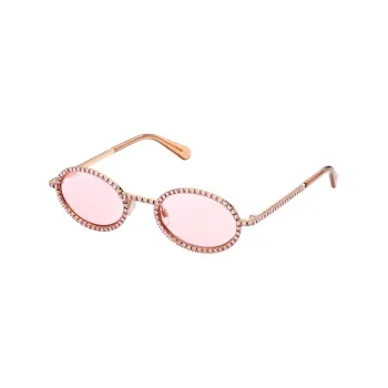 Swarovski Rose Gold-Tone Plated Faux Crystal Oval Sunglasses Women's Pink