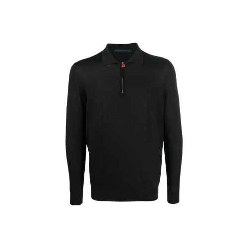 KITON Zip-up Wool Polo Shirt