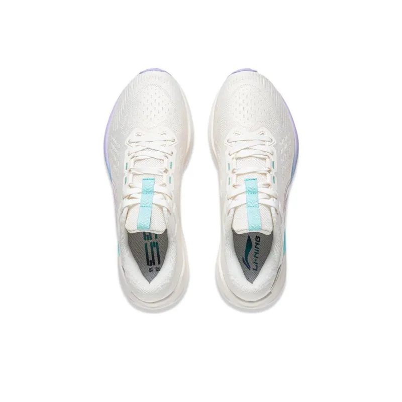 LiNing Wave V2 Cushioning, Slip Resistant, And Abrasion Resistant Low Top Casual Running Shoes Women's White-3