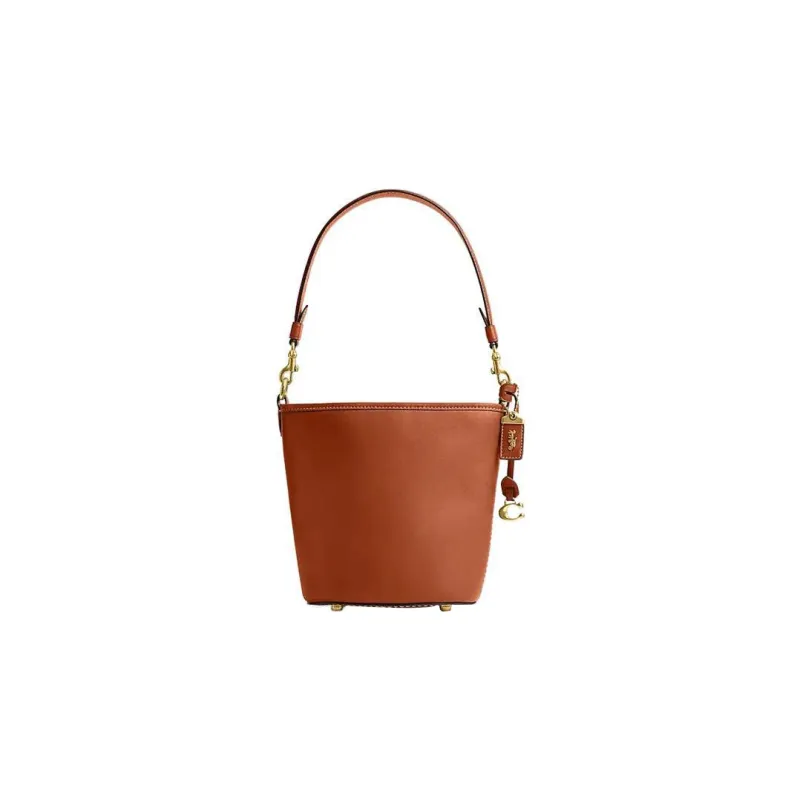 COACH Dakotah Cow Leather Bucket Bag, Handbag, Shoulder Bag, Crossbody Bag Trumpets Women's Brown-0