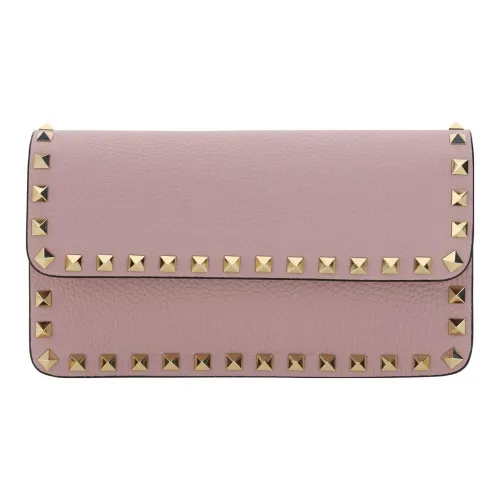 Valentino Rockstud Grained Calfskin Messenger Bag Shoulder Bag Crossbody Bag Clutches Women's Water Lilac
