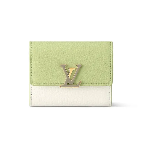 LOUIS VUITTON Capucines Taurillon Cow Leather KapSin Wallet Extra Small Women's Green/White