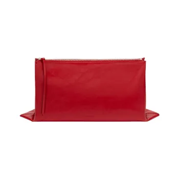 JIL SANDER Calfskin Hand Clutch Medium Size Women's Red