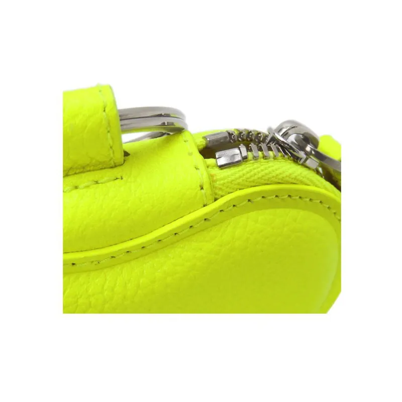 Balenciaga Cow Leather Mirror Bag Coin Purse Key Pouch Women's Fluorescent Yellow-3