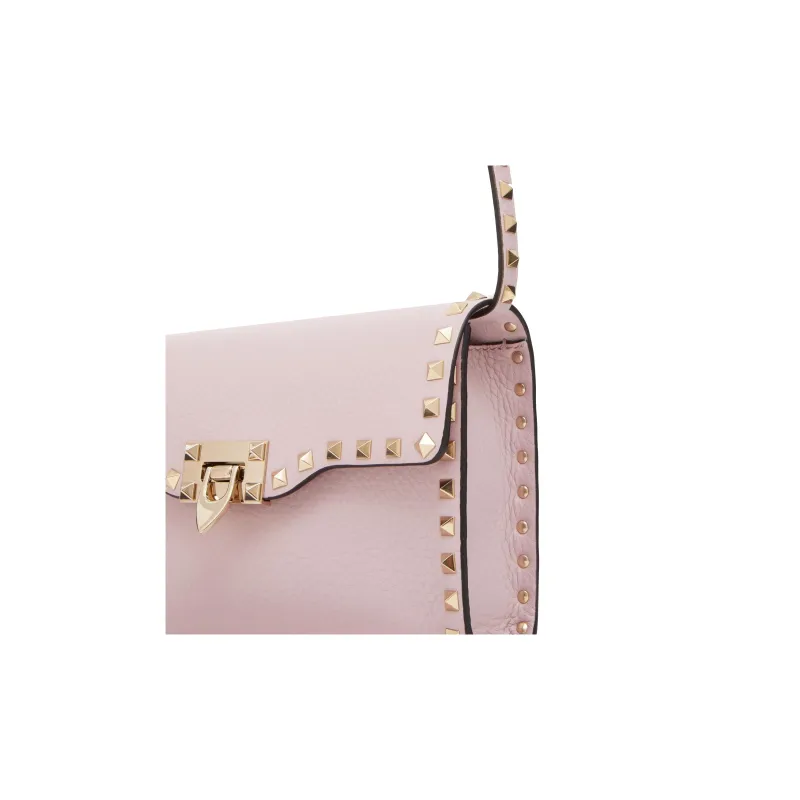 Valentino Rockstud Calfskin Messenger Bag Shoulder Bag Crossbody Bag Women's Pink-5