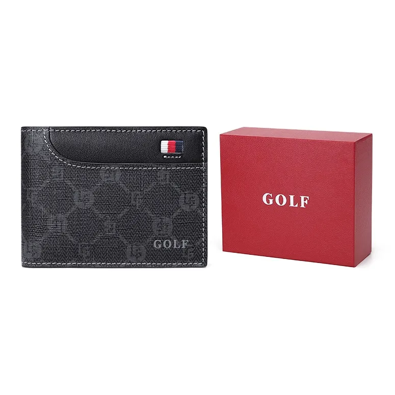 GOLF PVC Synthetic Leather Document Wallet Card Holders Small Size Men's Black-1