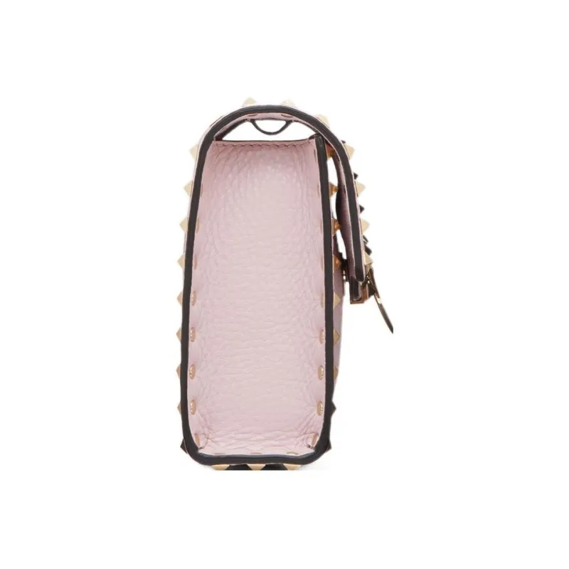 Valentino Rockstud Calfskin Messenger Bag Shoulder Bag Crossbody Bag Women's Pink-2
