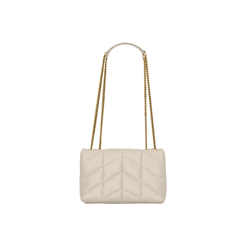 SAINT LAURENT PUFFER Lambskin Portable Crossbody Bag, Shoulder Bag Women's White-2