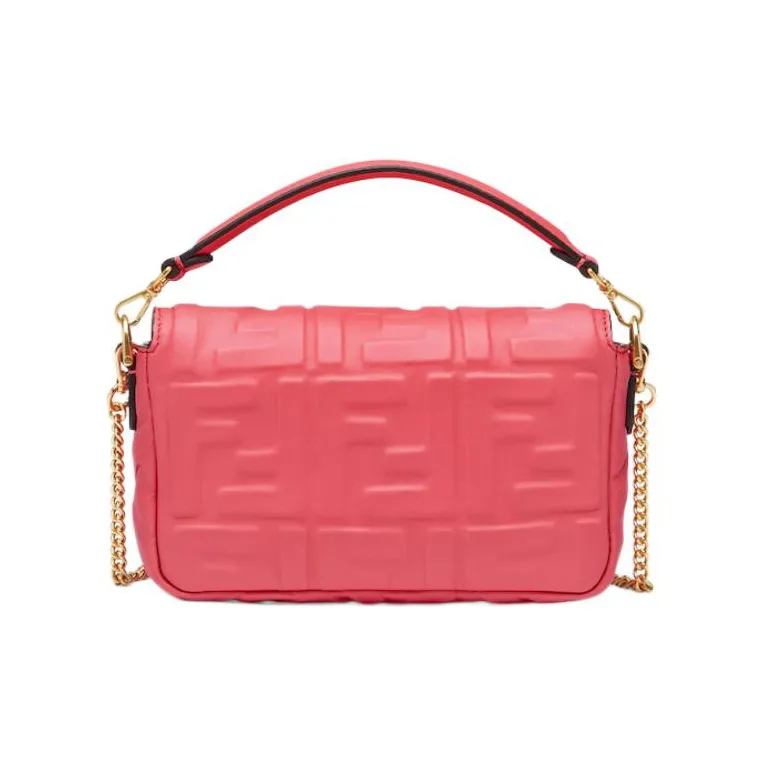 FENDI Baguette Nappa Leather Baguette Bag Portable Crossbody Bag Shoulder Bag Mini Women's Pink-2