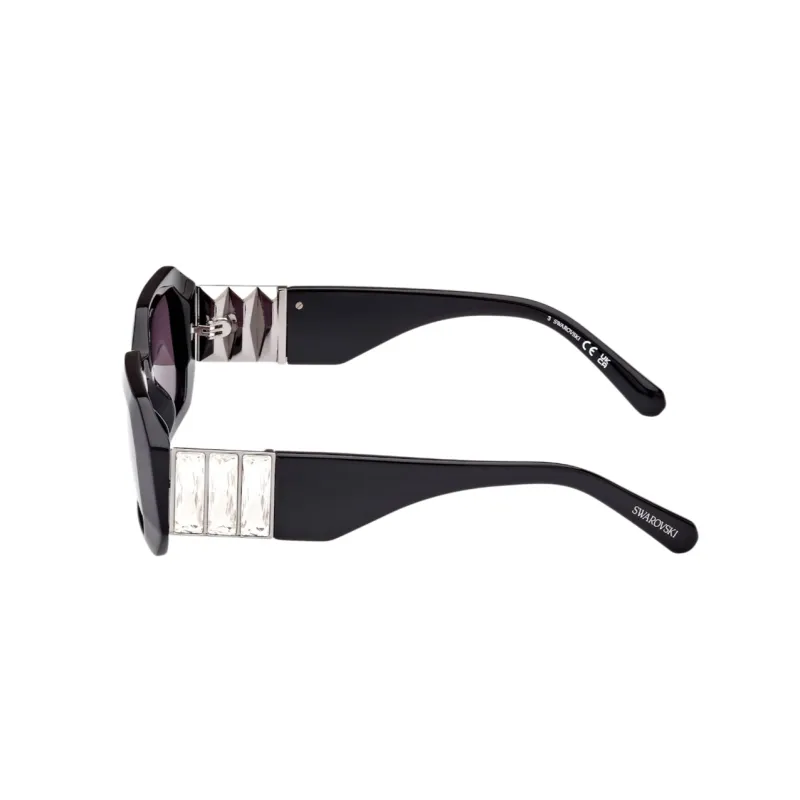 Swarovski Acetate Faux Crystal Irregular Shape Sunglasses Women's Black-5