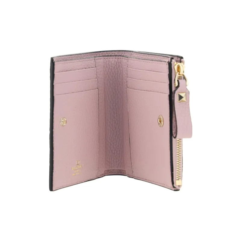 Valentino Rockstud Grained Calfskin Wallet Coin Purse Card Holder Small Size Women's Water Lilac-2