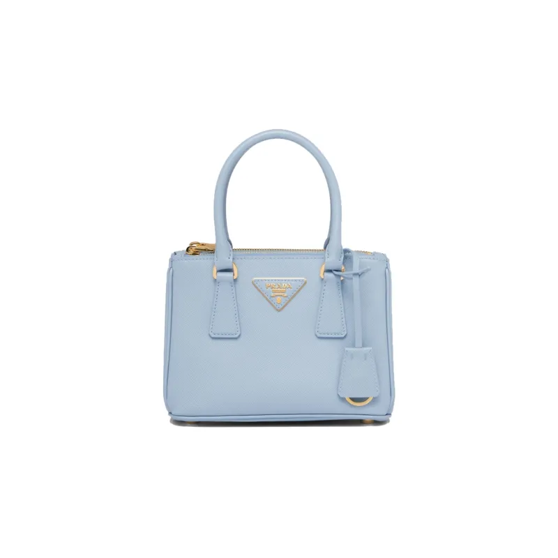 PRADA Galleria Killer Bag Leather Shoulder Bag Crossbody Bag Handbag Mini Women's Light Blue-0
