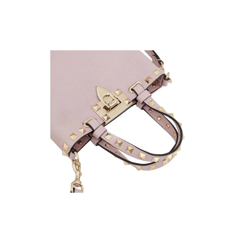 Valentino Rockstud Calfskin Bucket Bag Shoulder Bags Handbags Mini Women's Pink-6