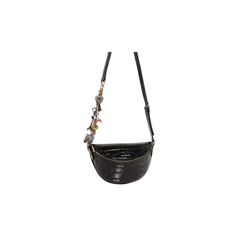 Balenciaga Cow Leather Sling Bag Fanny Pack Regular Women's Black-4