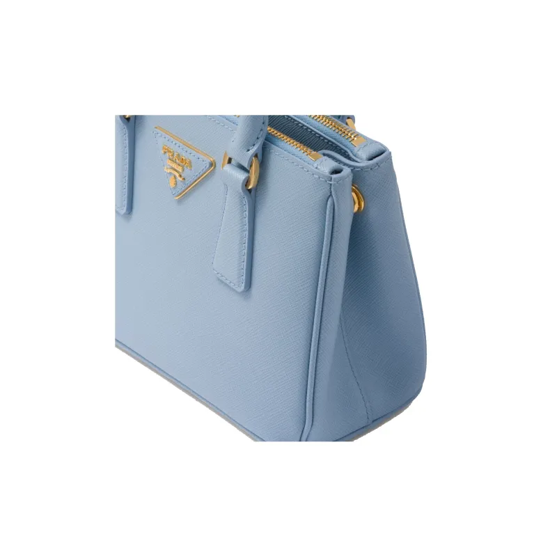 PRADA Galleria Killer Bag Leather Shoulder Bag Crossbody Bag Handbag Mini Women's Light Blue-3