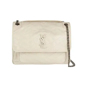 SAINT LAURENT Niki Calfskin Hobo Bag Crossbody Bag Shoulder Bag Women's White