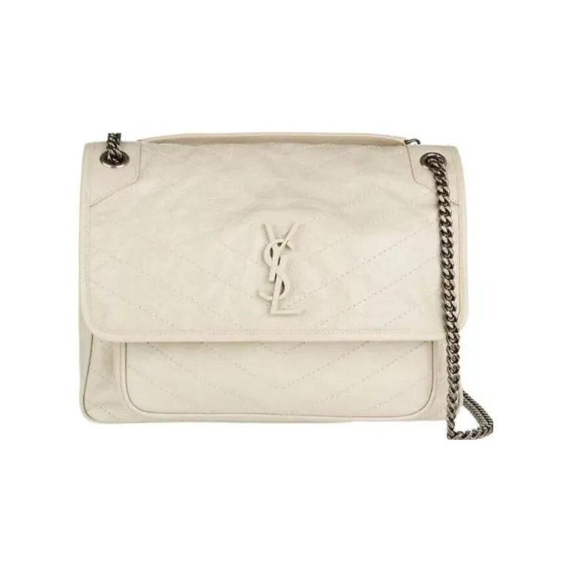 SAINT LAURENT Niki Calfskin Hobo Bag Crossbody Bag Shoulder Bag Women's White-0